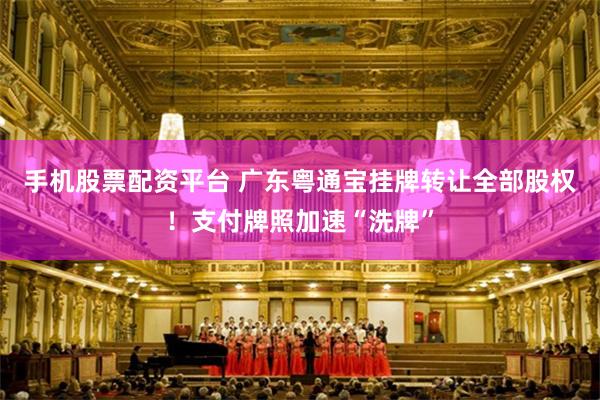 手机股票配资平台 广东粤通宝挂牌转让全部股权！支付牌照加速“洗牌”